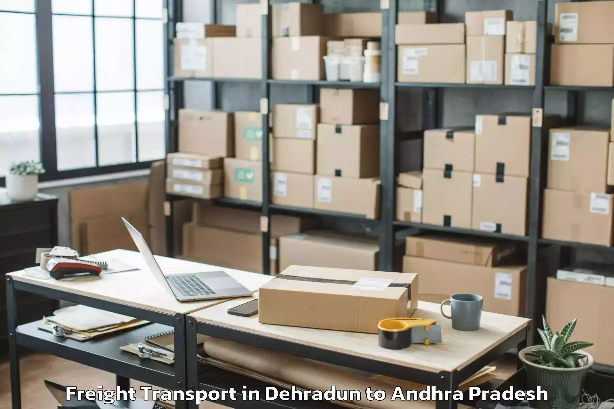 Book Dehradun to Elamanchili Freight Transport Online